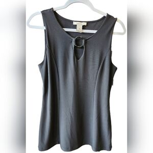 White House Black Market black tank with bamboo ring detail